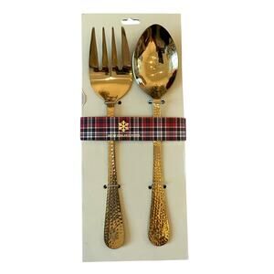 Set of 2 SNOWFLAKE Salad Servers 13in Gold Christmas Holiday Hosting New